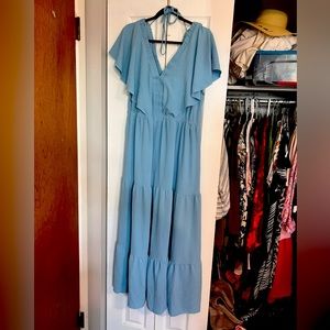 Casual Sky Blue Maxi Dress